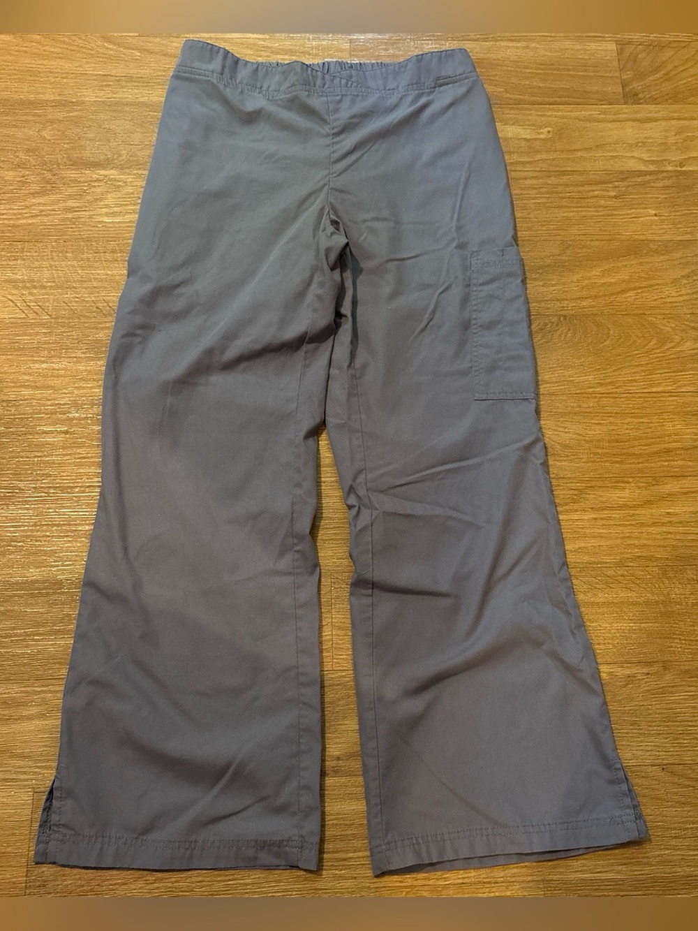 Butter-Soft Scrub Pants Pull On Straight Leg Elastic Waist Gray Women’s Sz M